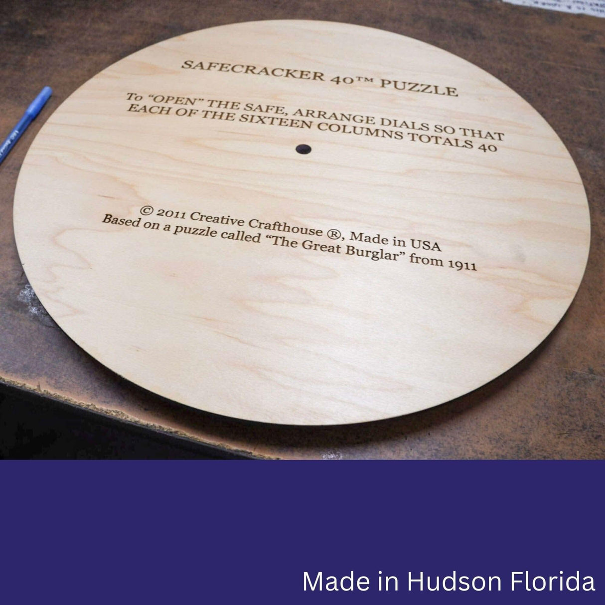 17.5" x 17.5" Giant Game Room Puzzle - Wooden Math Puzzle - A Handmade Brain Teaser Show Piece - Jumbo SafeCracker 40 Number Puzzle - Creative Crafthouse