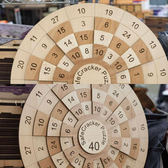 17.5" x 17.5" Giant Game Room Puzzle - Wooden Math Puzzle - A Handmade Brain Teaser Show Piece - Jumbo SafeCracker 40 Number Puzzle - Creative Crafthouse