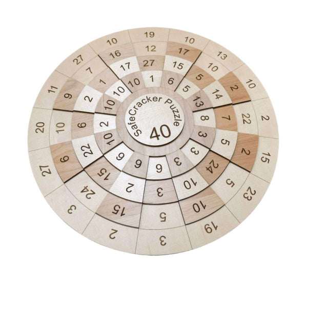 17.5" x 17.5" Giant Game Room Puzzle - Wooden Math Puzzle - A Handmade Brain Teaser Show Piece - Jumbo SafeCracker 40 Number Puzzle - Creative Crafthouse
