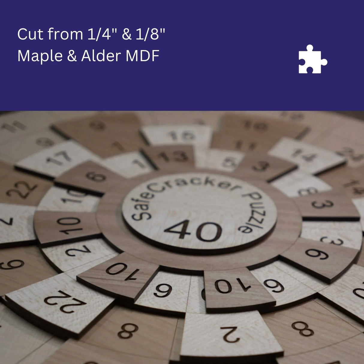 17.5" x 17.5" Giant Game Room Puzzle - Wooden Math Puzzle - A Handmade Brain Teaser Show Piece - Jumbo SafeCracker 40 Number Puzzle - Creative Crafthouse