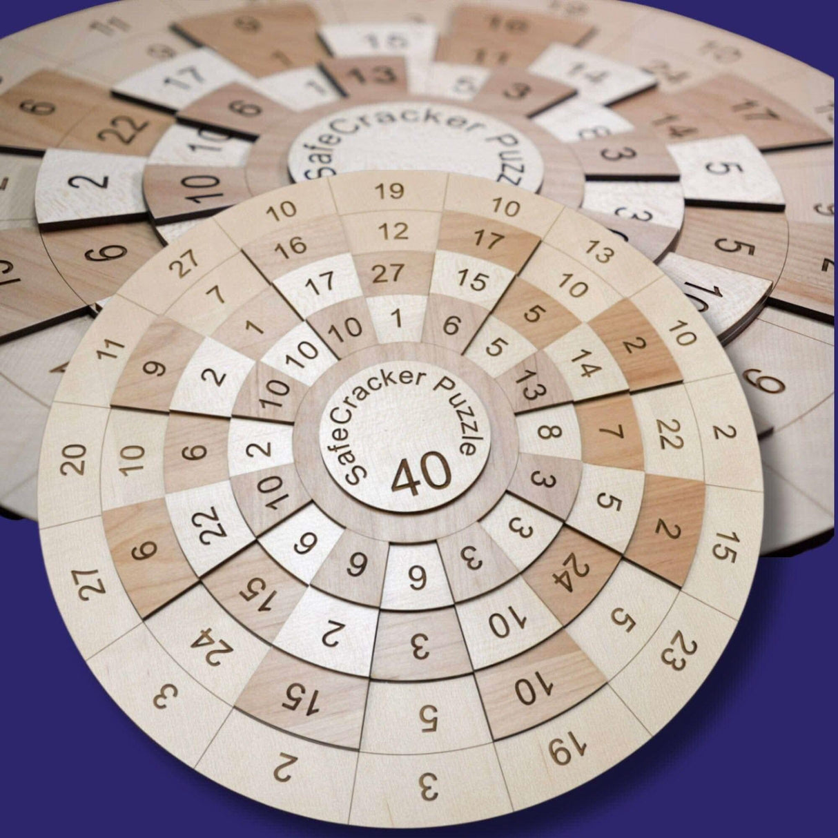 17.5" x 17.5" Giant Game Room Puzzle - Wooden Math Puzzle - A Handmade Brain Teaser Show Piece - Jumbo SafeCracker 40 Number Puzzle - Creative Crafthouse
