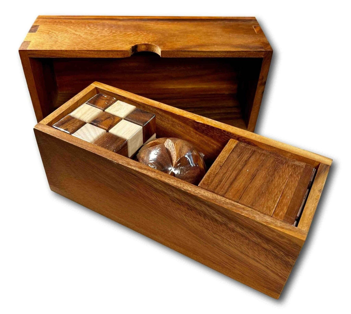 3 Wooden Puzzle Gift Set - Puzzle Lover's Gift for Kids Featuring the Soma Cube, Snake Cube, and Soccer Ball Brain Teasers - Creative Crafthouse