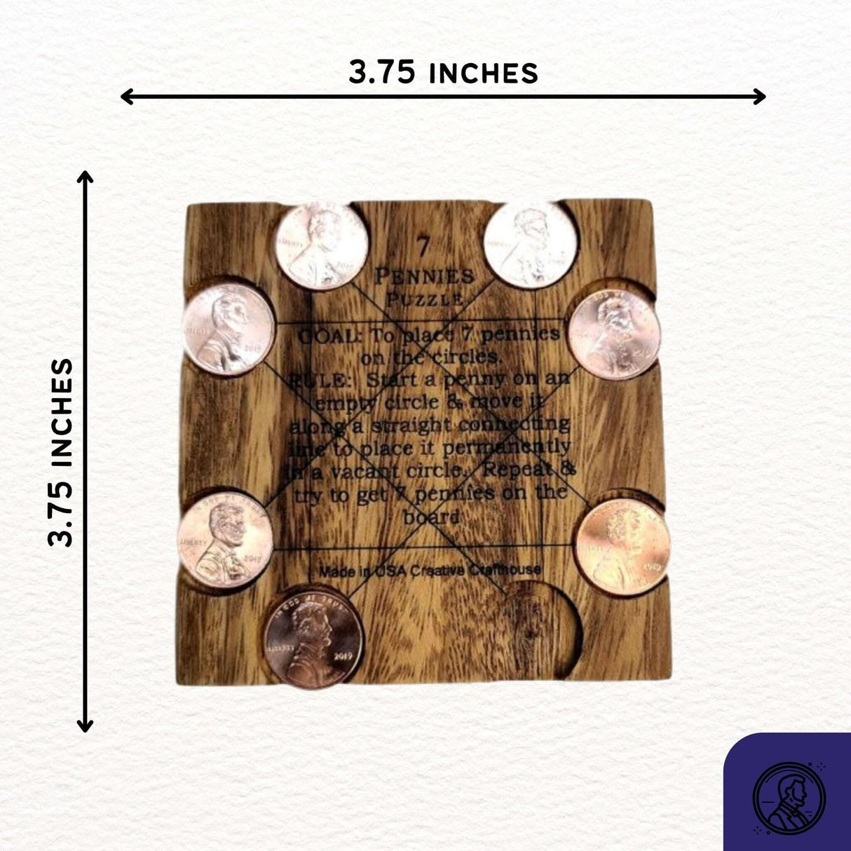 7 Pennies Puzzle: Perfect Stocking Stuffer | White Elephant Gift Under 10 Dollars - Brain Teaser Christmas Gift for Him and Her - Desk Toy - Creative Crafthouse