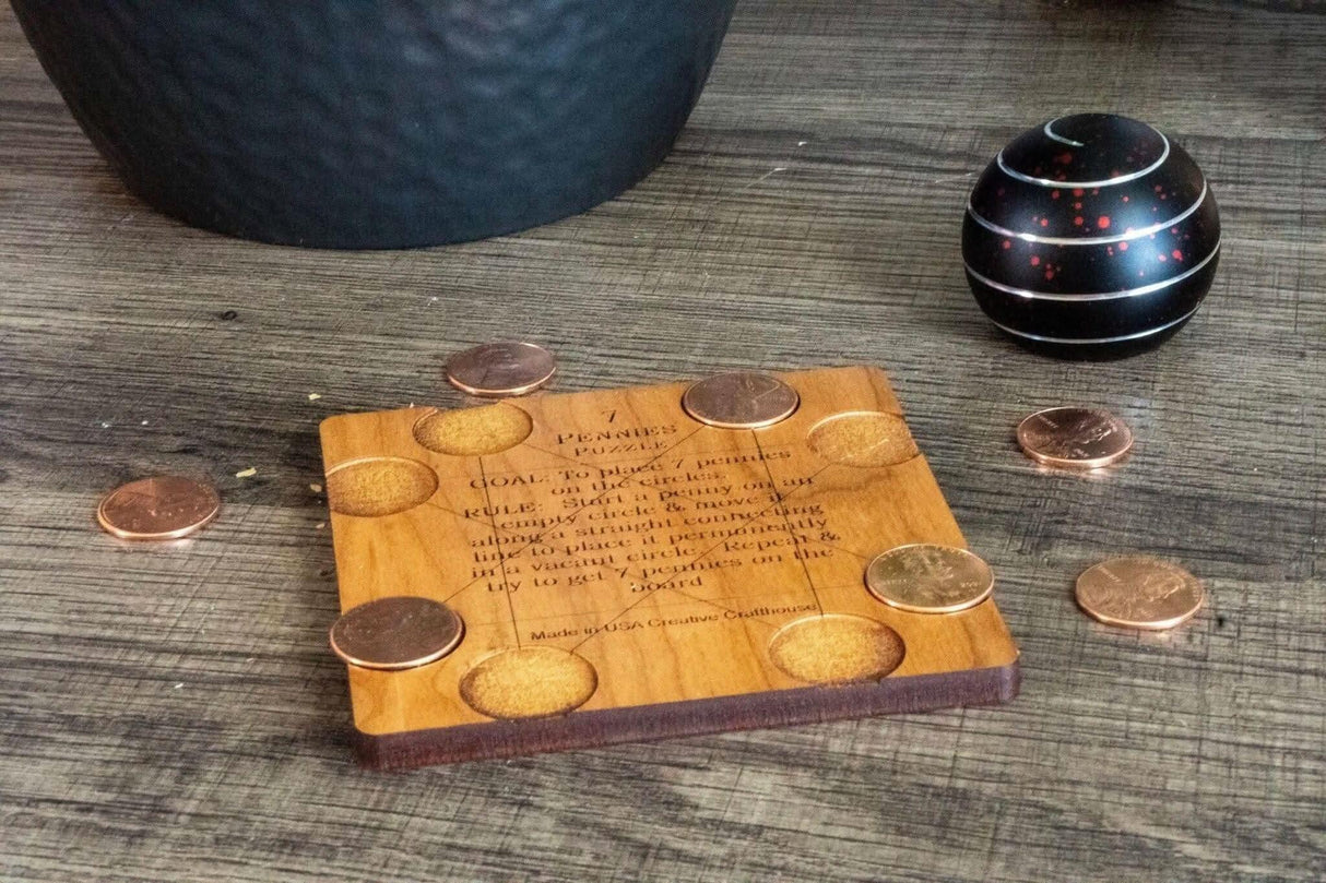 7 Pennies Puzzle: Perfect Stocking Stuffer | White Elephant Gift Under 10 Dollars - Brain Teaser Christmas Gift for Him and Her - Desk Toy - Creative Crafthouse