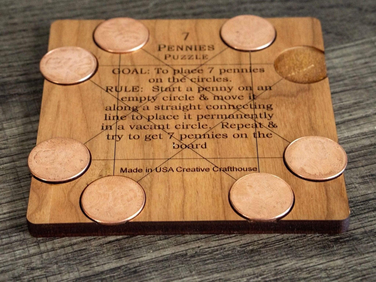 7 Pennies Puzzle: Perfect Stocking Stuffer | White Elephant Gift Under 10 Dollars - Brain Teaser Christmas Gift for Him and Her - Desk Toy - Creative Crafthouse