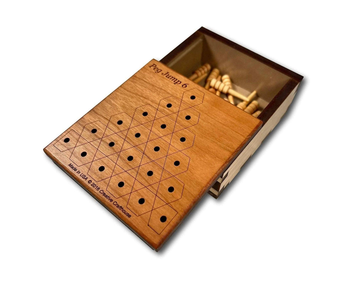 Advanced Wooden Brain Teaser Peg Jump Puzzle - Personalized Travel Game | Classic Peg Solitaire Style Wood Brain Teaser - Creative Crafthouse