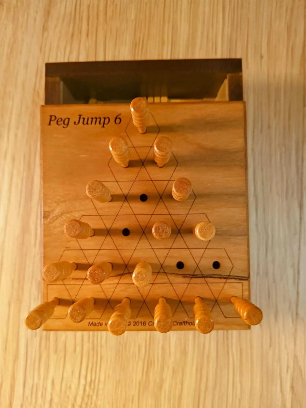 Advanced Wooden Brain Teaser Peg Jump Puzzle - Personalized Travel Game | Classic Peg Solitaire Style Wood Brain Teaser - Creative Crafthouse