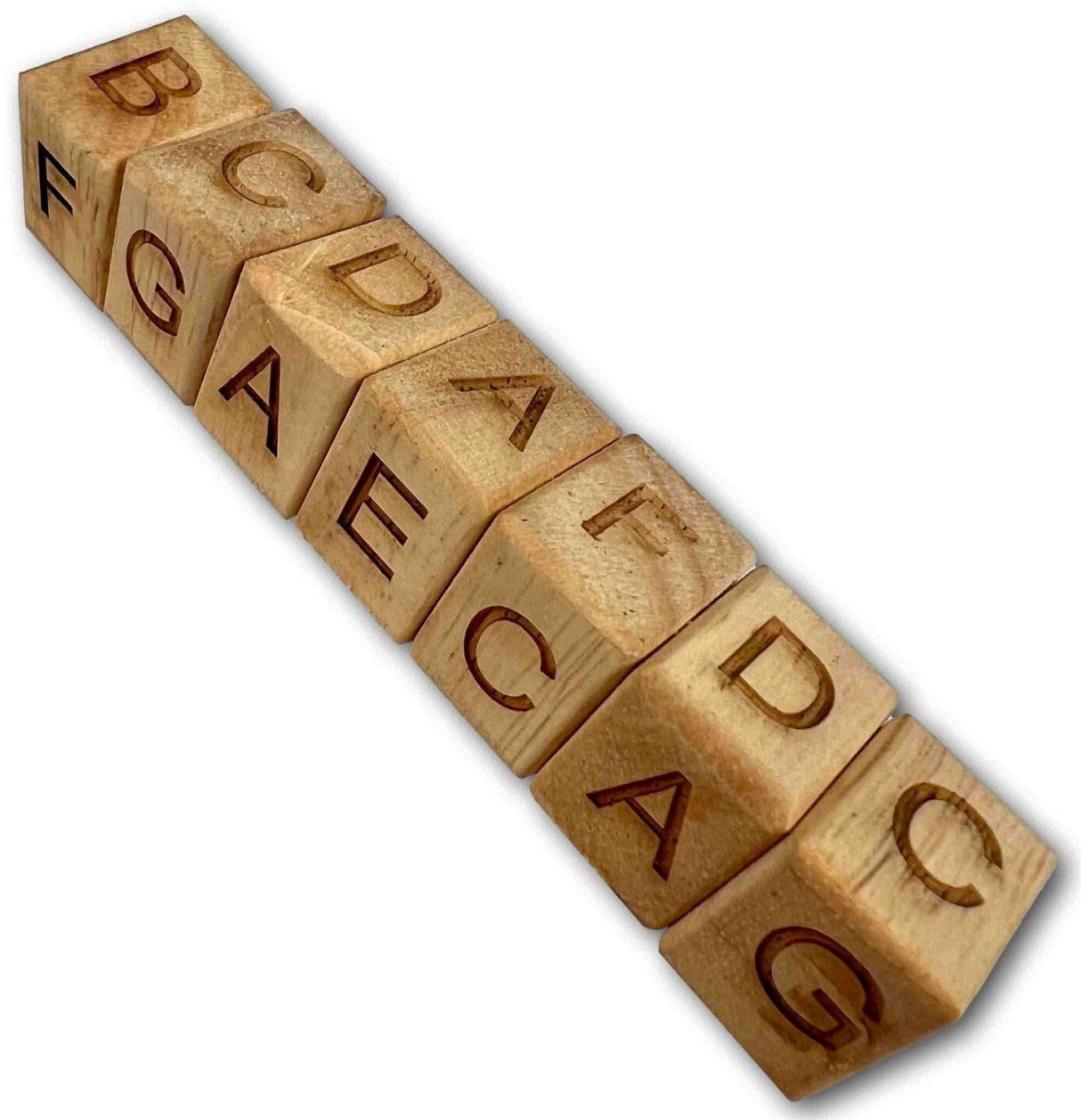 Alpha Snake G - 7 Wood Brain Teaser Puzzle - Arrange the blocks so that no letters repeated on each side - Creative Crafthouse