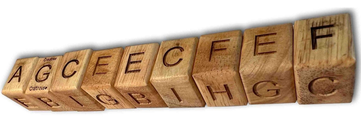 Alpha Snake I - 9 Wood Brain Teaser Puzzle - Arrange the blocks so that no letters repeated on each side - Creative Crafthouse