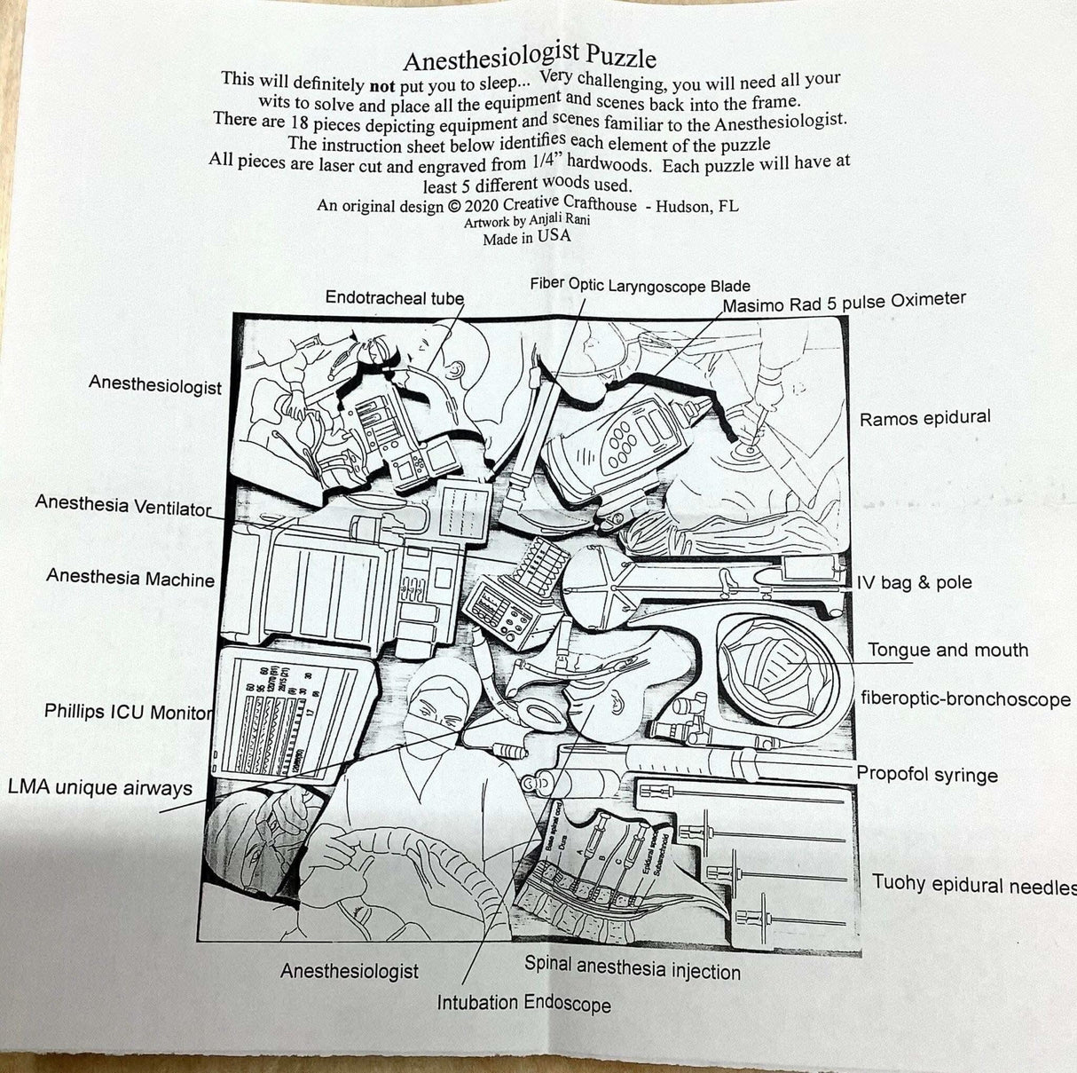 Anesthesiologist Puzzle Gift - artistic and challenging - can be personalized - Creative Crafthouse