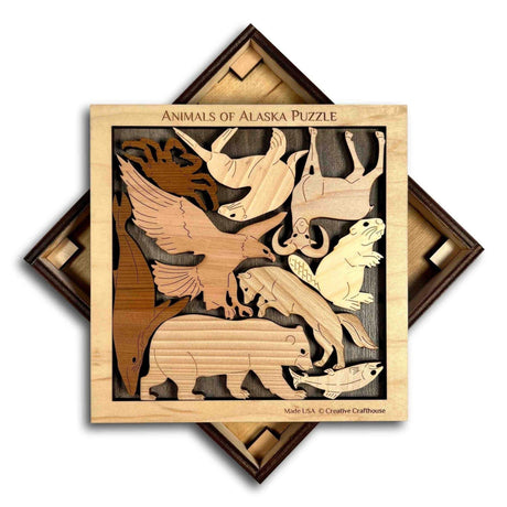 Animals of Alaska Wood Puzzle - artistic and challenging - can be personalized - Creative Crafthouse