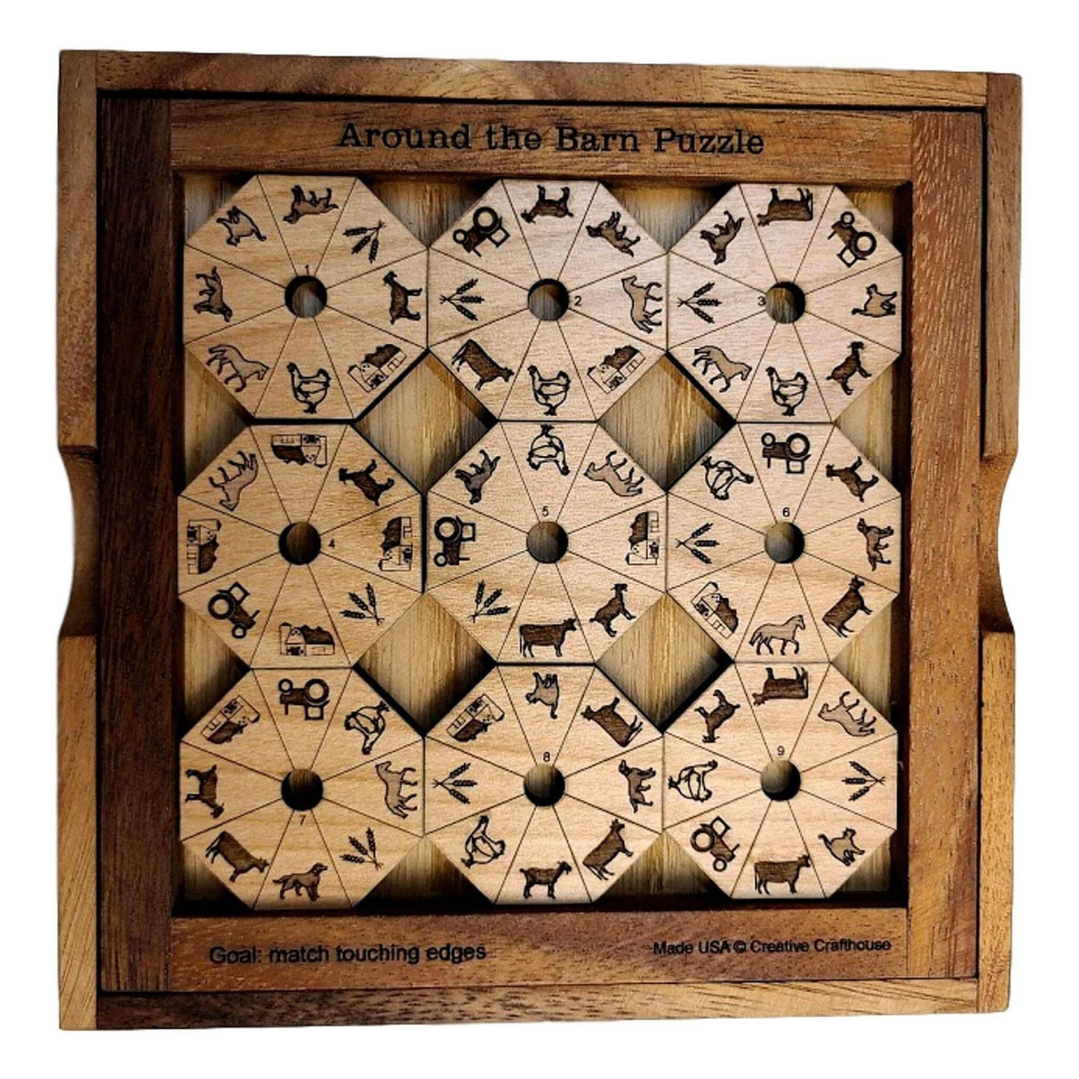 Around the Barn - Edge Matching Puzzle - Wood Puzzle - Brain Teaser - Creative Crafthouse