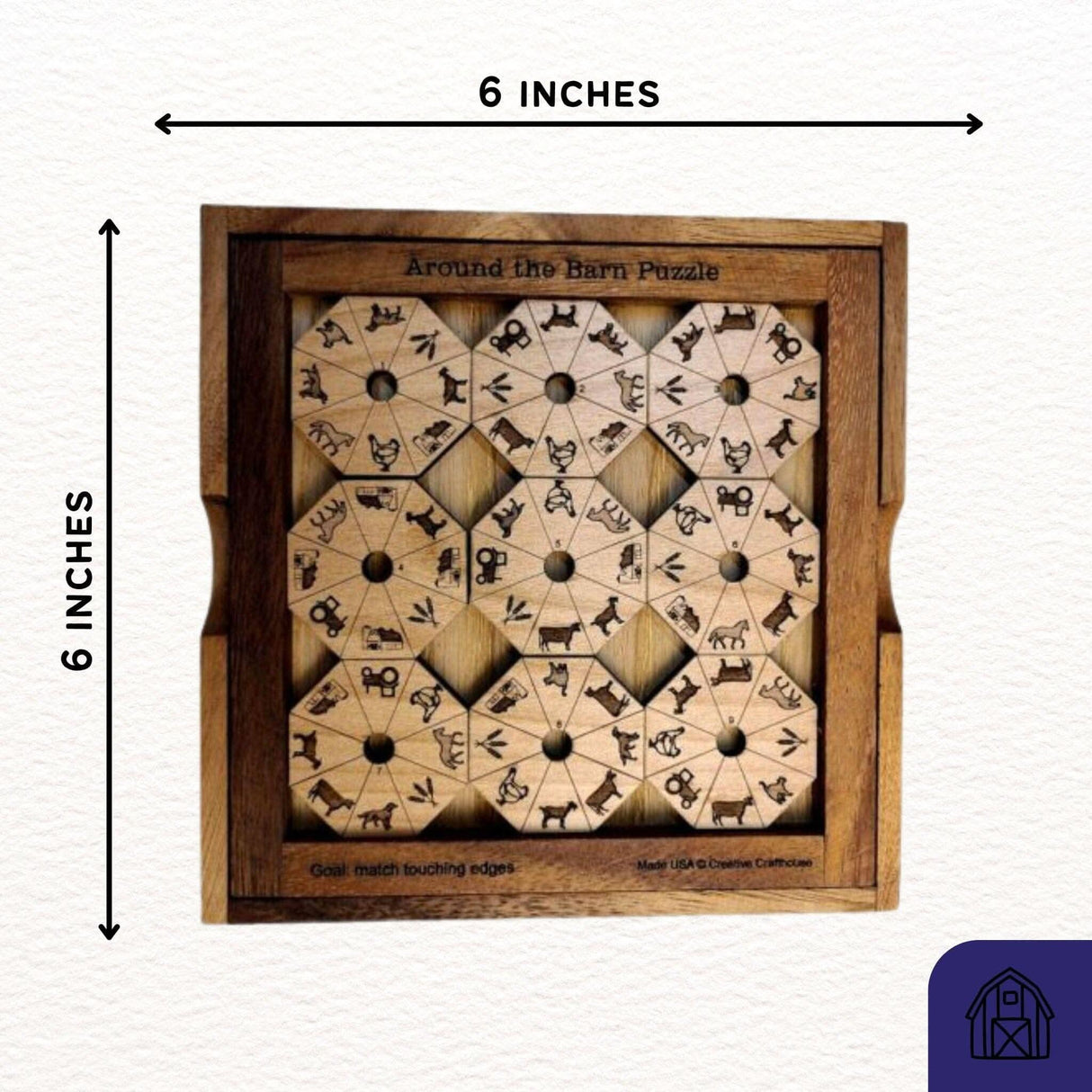 Around the Barn - Edge Matching Puzzle - Wood Puzzle - Brain Teaser - Creative Crafthouse