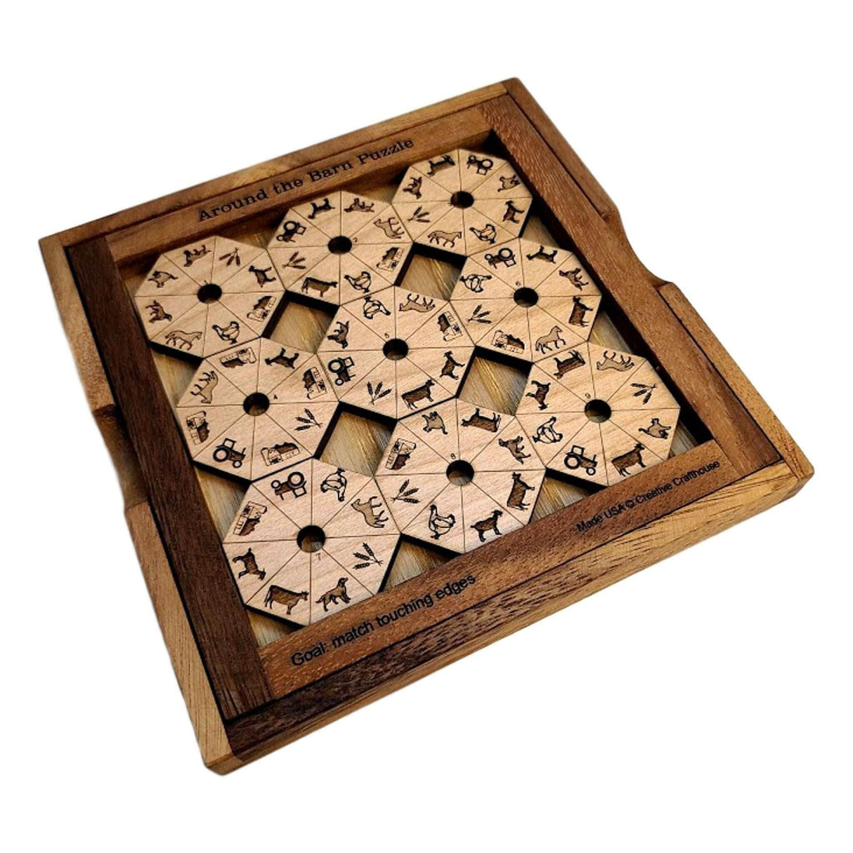 Around the Barn - Edge Matching Puzzle - Wood Puzzle - Brain Teaser - Creative Crafthouse