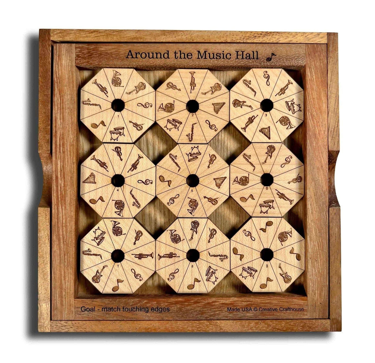 Around the Music Hall Wood Puzzle - Brain Teaser for Musician and Puzzle Lovers - Creative Crafthouse