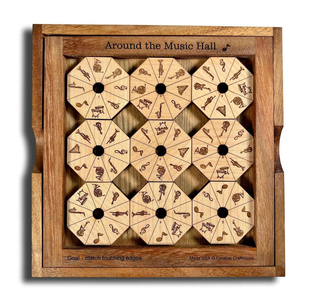Around the Music Hall Wood Puzzle - Brain Teaser for Musician and Puzzle Lovers - Creative Crafthouse