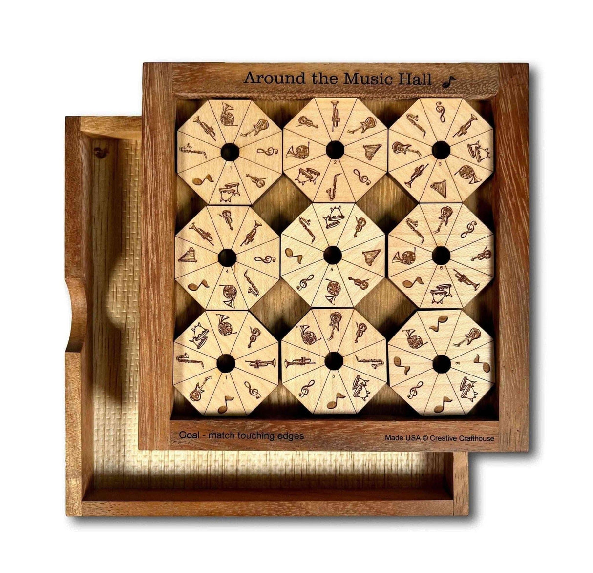 Around the Music Hall Wood Puzzle - Brain Teaser for Musician and Puzzle Lovers - Creative Crafthouse