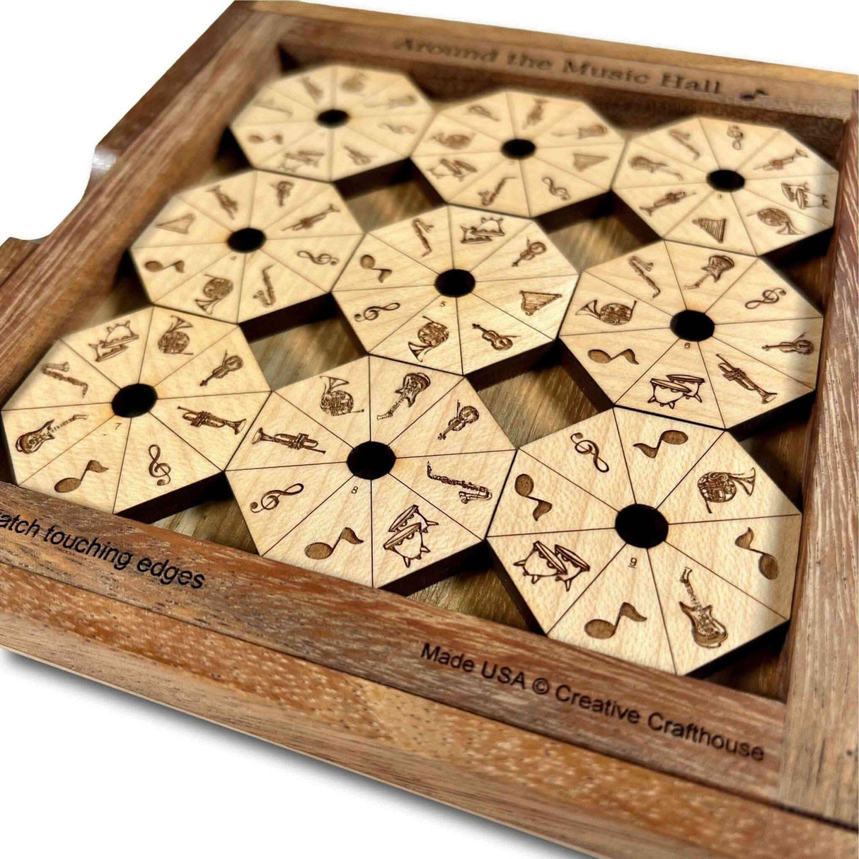 Around the Music Hall Wood Puzzle - Brain Teaser for Musician and Puzzle Lovers - Creative Crafthouse