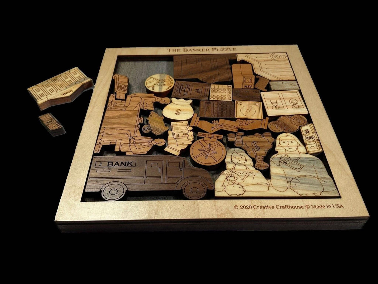 Banker Puzzle - artistic and challenging - can be personalized - Creative Crafthouse