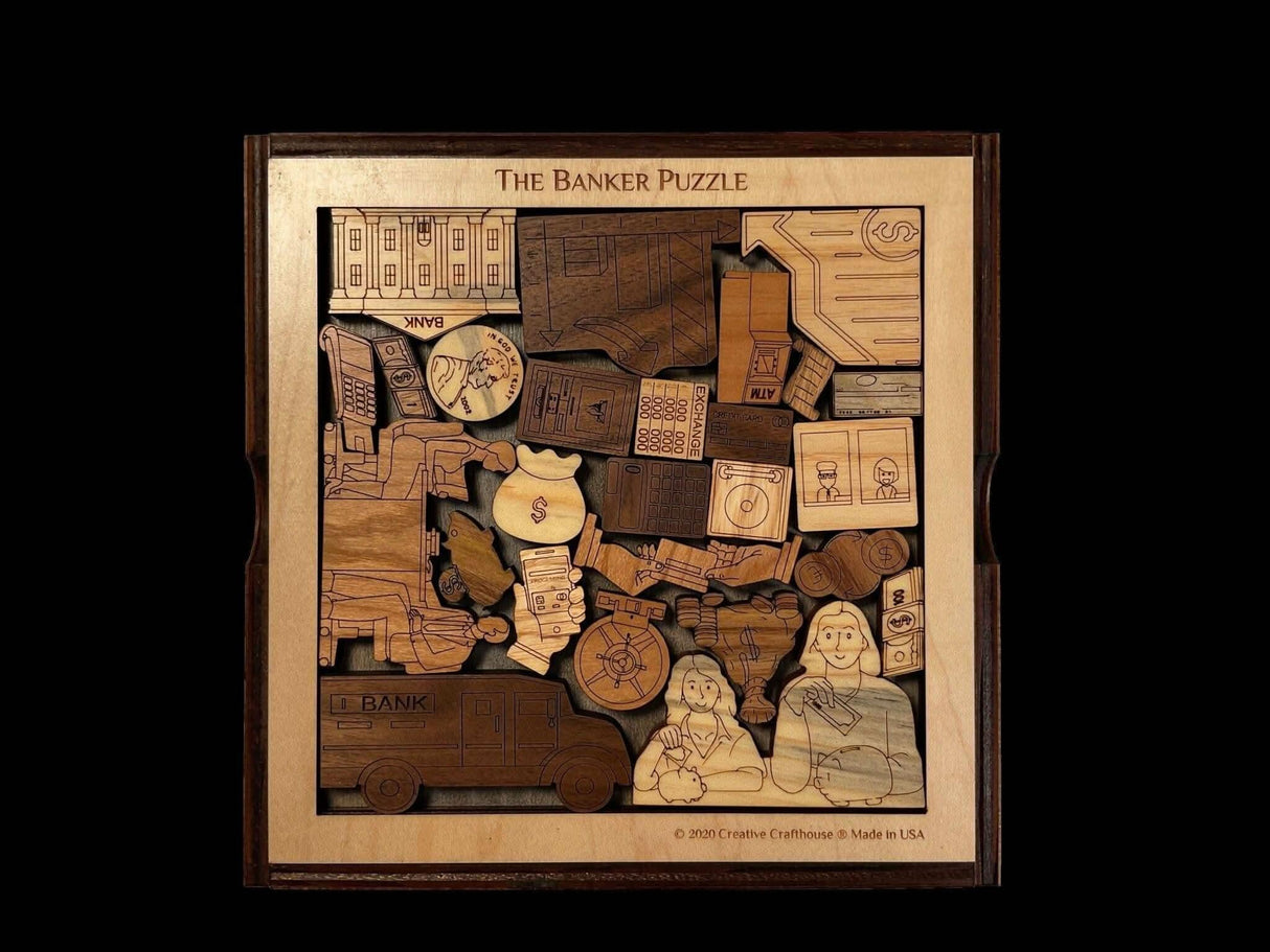 Banker Puzzle - artistic and challenging - can be personalized - Creative Crafthouse