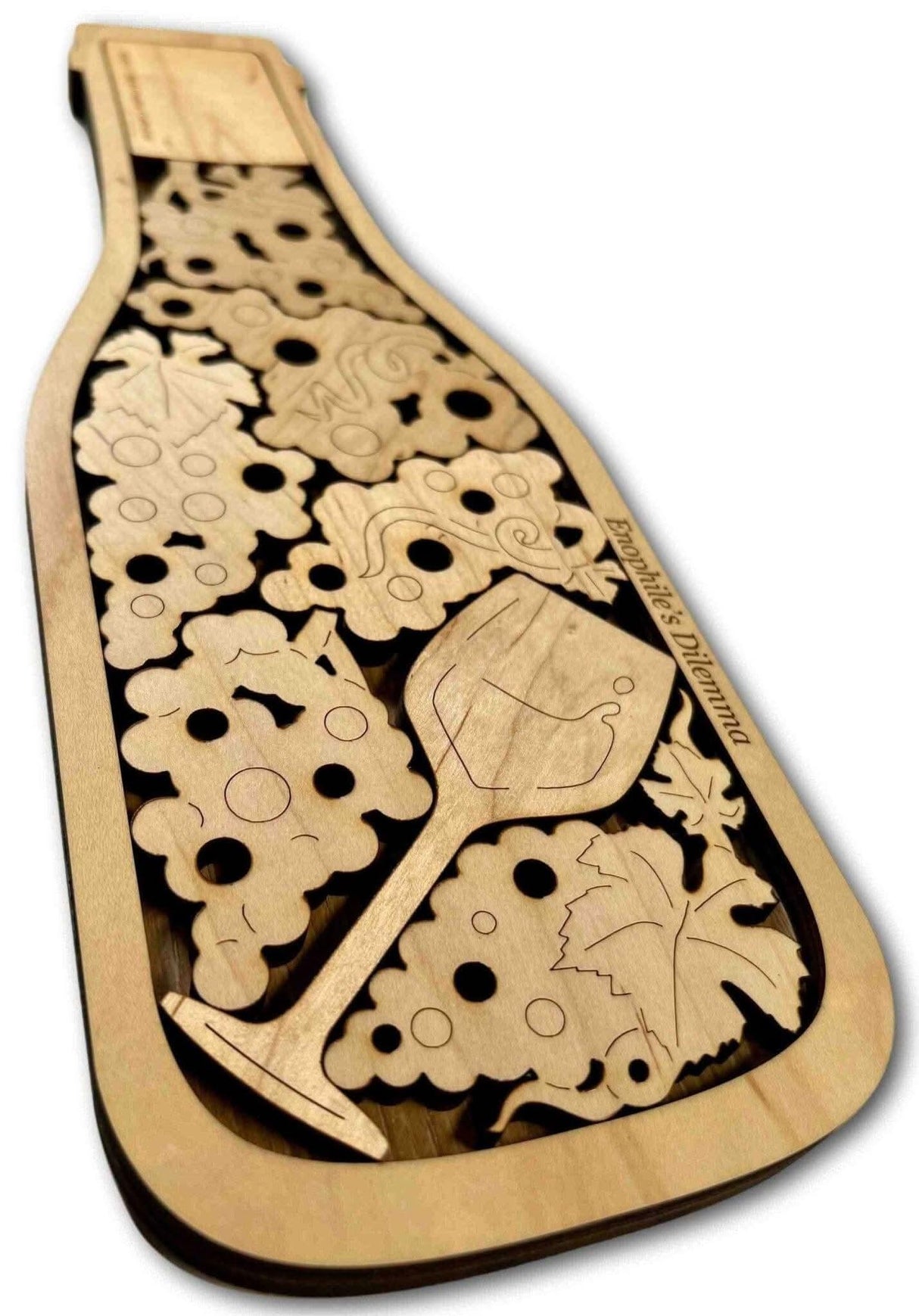 Bottle of Fine Wine Puzzle | Maple Wood Version | Add a Laser Engraved Name or Message - Creative Crafthouse