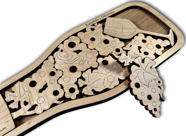 Bottle of Fine Wine Puzzle | Maple Wood Version | Add a Laser Engraved Name or Message - Creative Crafthouse