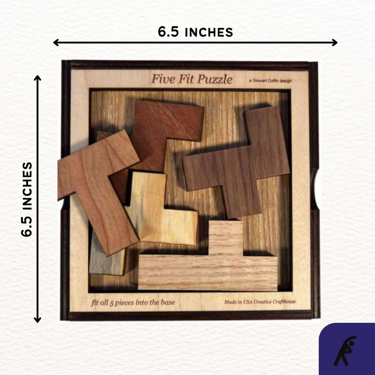 Brain Teasers for Adults - Five Fit Wooden Puzzle - Shockingly Difficult Brain Teaser for Experts Only - Creative Crafthouse