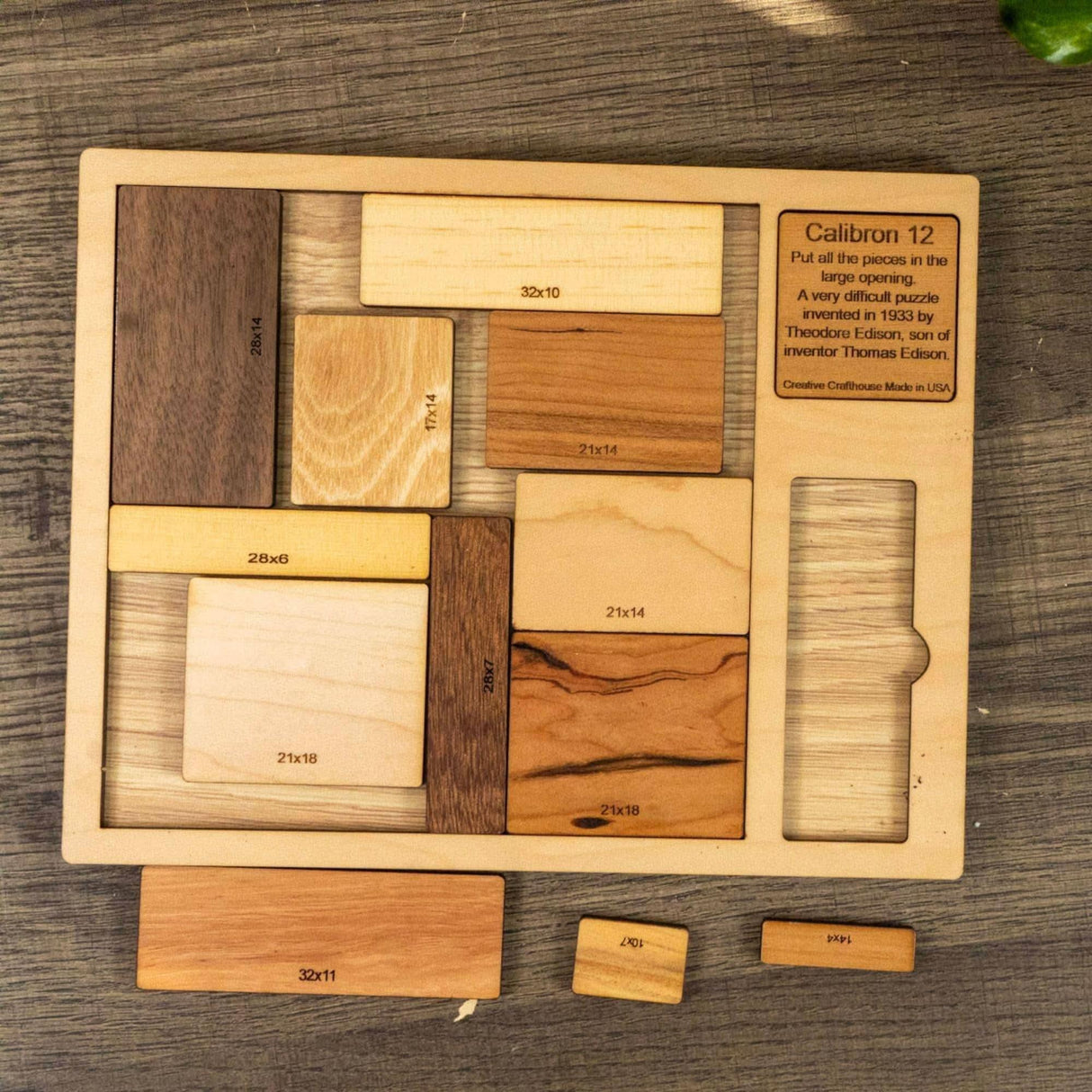 Impossible Wood Puzzle for Adults | 12 Piece Brain Teaser Handmade in Florida | Extremely Hard | The Calibron 12 Puzzle - Creative Crafthouse