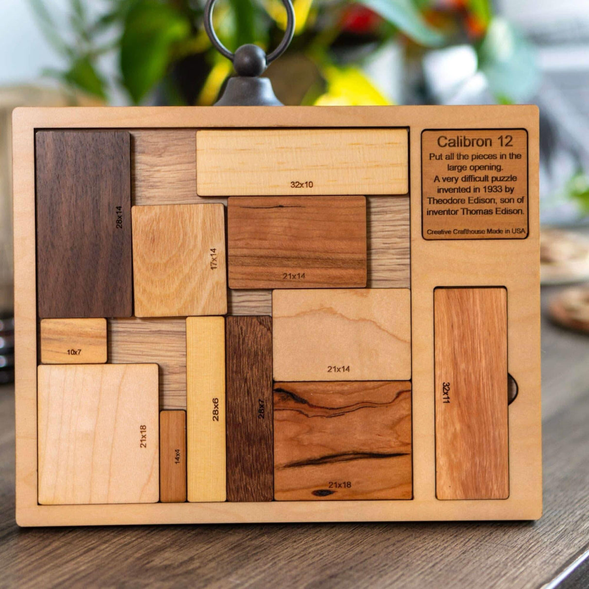 Impossible Wood Puzzle for Adults | 12 Piece Brain Teaser Handmade in Florida | Extremely Hard | The Calibron 12 Puzzle - Creative Crafthouse
