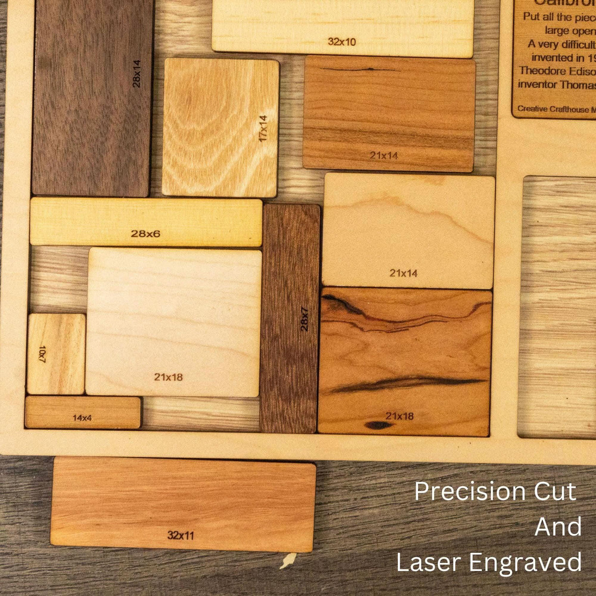 Impossible Wood Puzzle for Adults | 12 Piece Brain Teaser Handmade in Florida | Extremely Hard | The Calibron 12 Puzzle - Creative Crafthouse