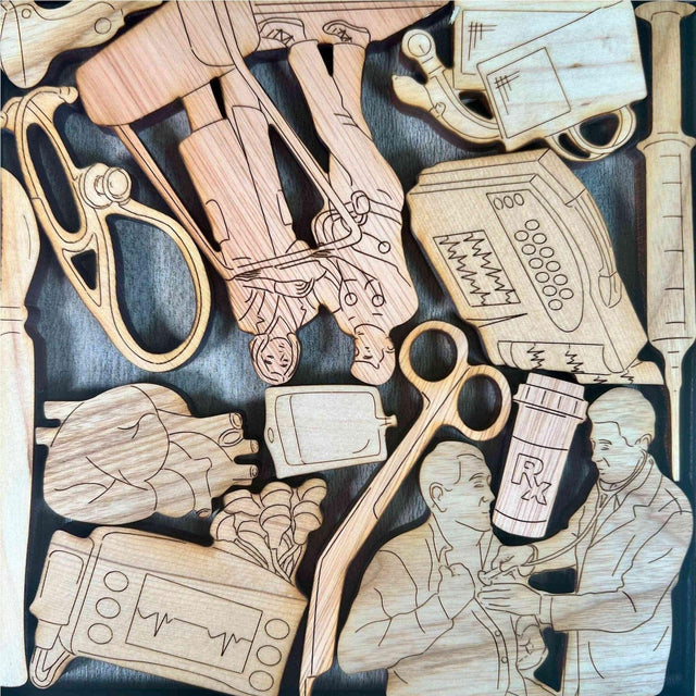 Cardiologist Wood Puzzle - Personalizable Thank You Gift - Challenging Brian Teaser - Creative Crafthouse