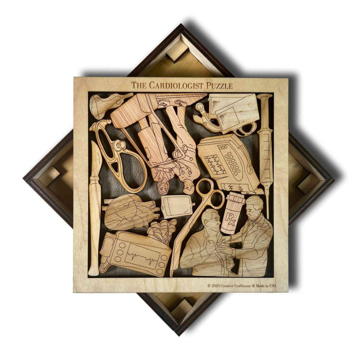 Cardiologist Wood Puzzle - Personalizable Thank You Gift - Challenging Brian Teaser - Creative Crafthouse