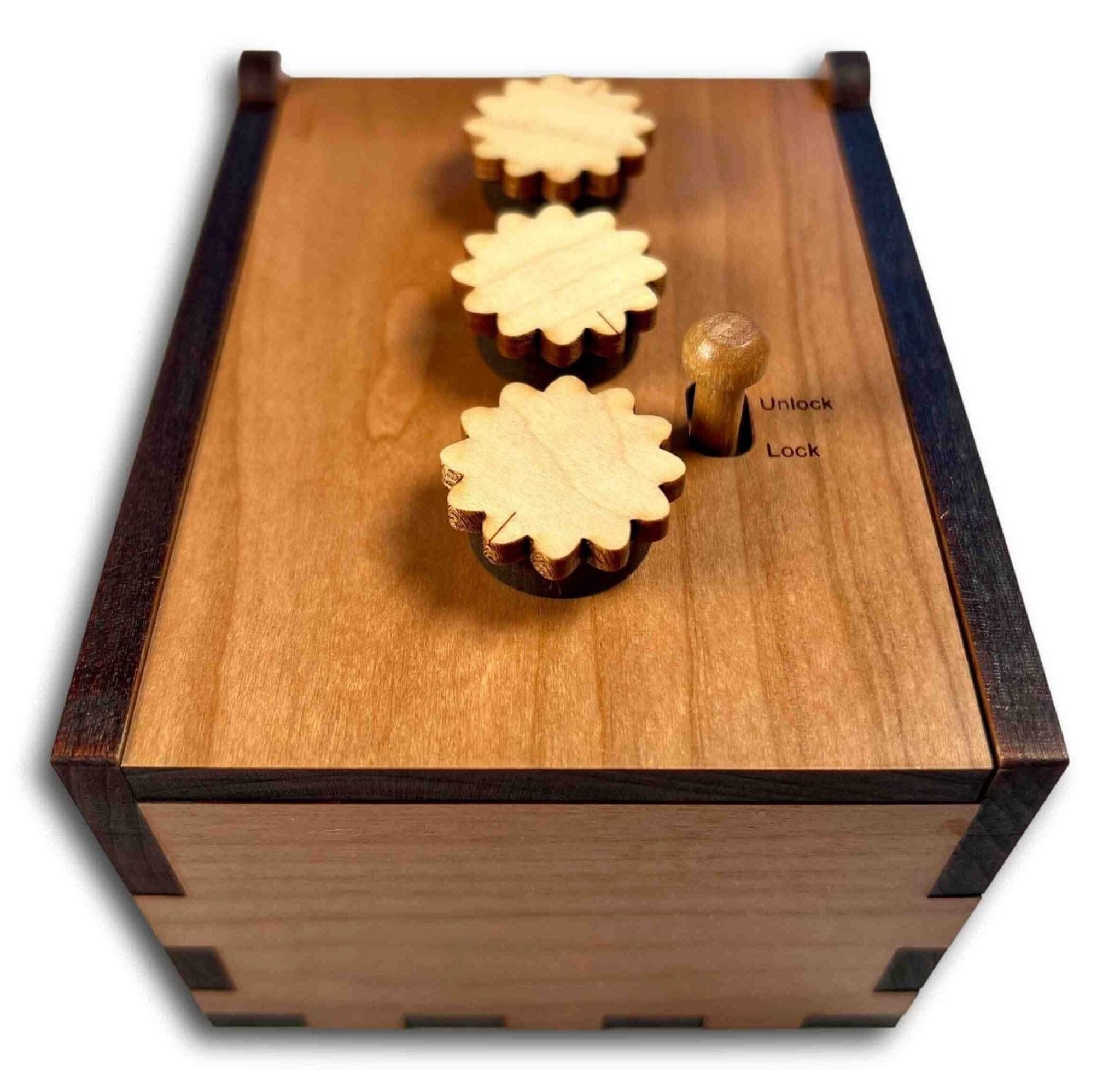 Cherry Wood Puzzle Box - Secret Lock Box II | Unique Brain Teaser