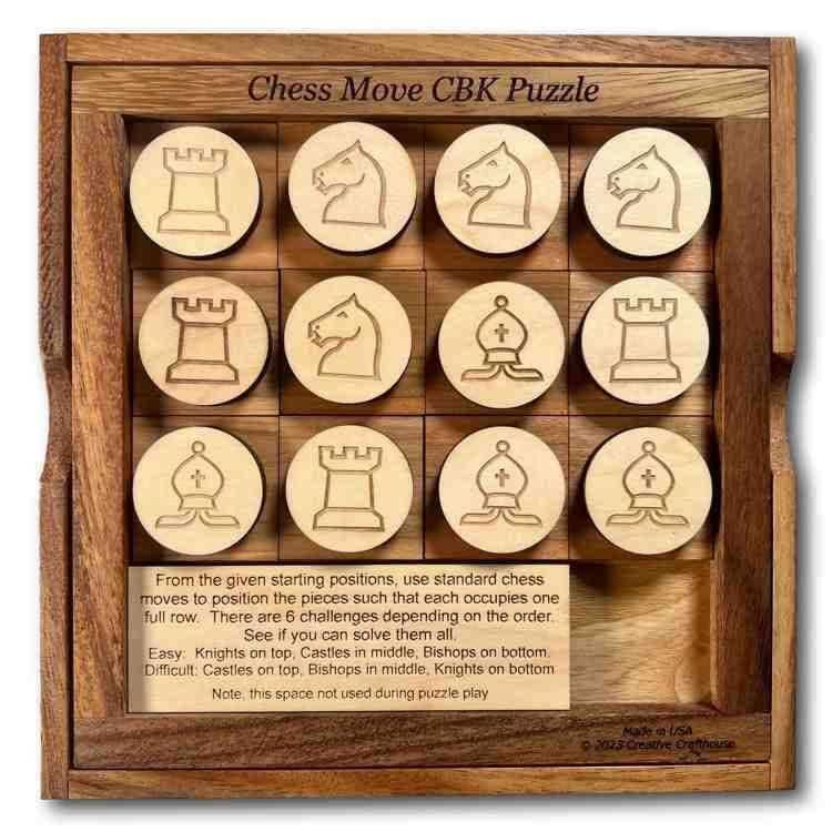 Chess Moves CBK - Chess Puzzle - Wooden Brain Teaser Puzzle - Creative Crafthouse