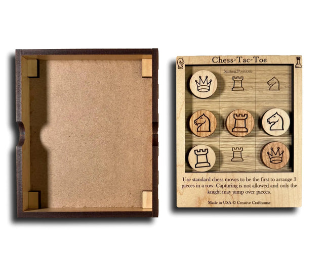 Chess - Tac - Toe Wooden Game – Chess Strategy Tic Tac Toe Board Game - Creative Crafthouse