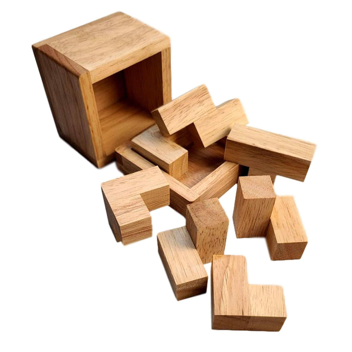 Christmas Gift for Grandkids - The Soma Cube Puzzle | Rubberwood Edition - Personalize with Grandkids Names - Gift from Grandparents - Creative Crafthouse