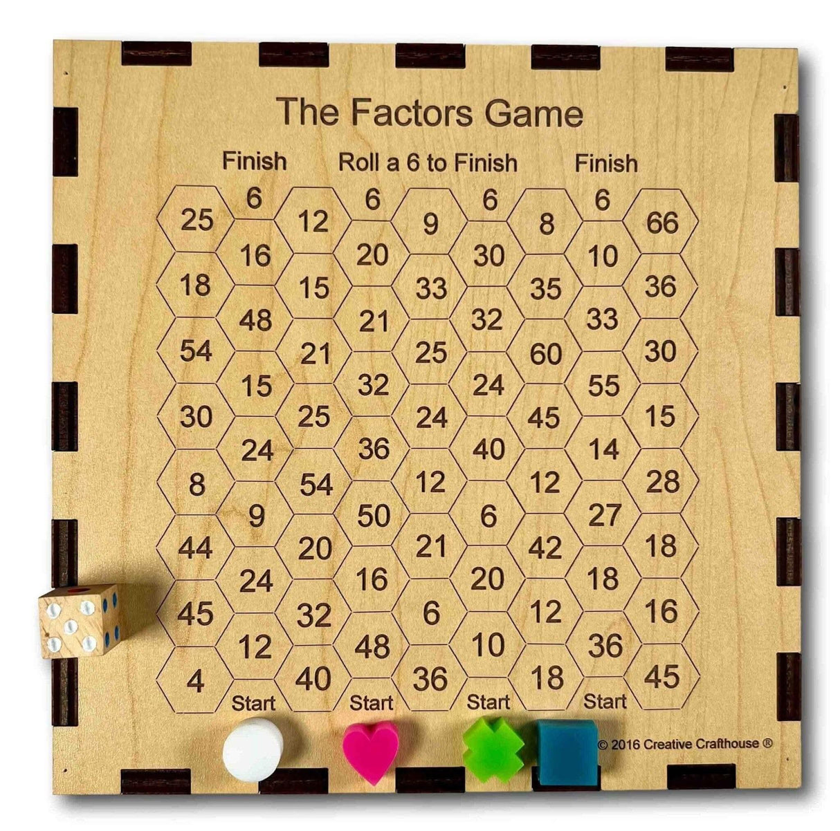 Christmas Gift for Kids | 45 Game & The Factors Game – 2 Math Games in 1 - Wooden Family Game | Personalize with Name - Education and Fun - Creative Crafthouse
