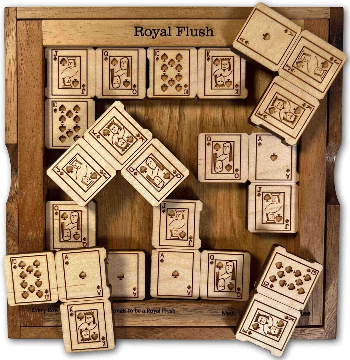 Christmas Gift for Poker Players - Royal Flush Wood Puzzle & Brain Teaser - Maple Version - Challenging Poker Brain Teaser - Game Room Decor - Creative Crafthouse