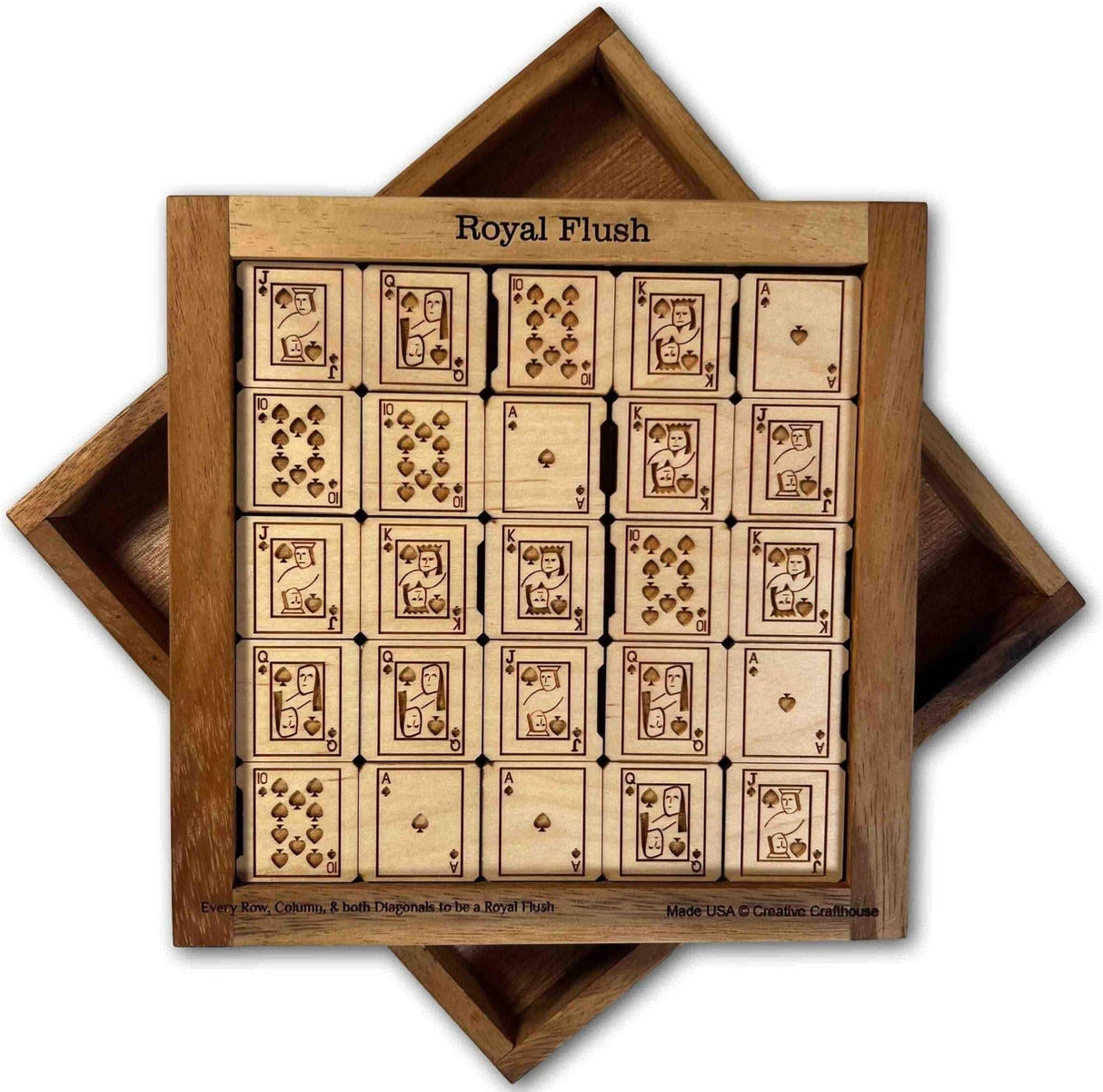 Christmas Gift for Poker Players - Royal Flush Wood Puzzle & Brain Teaser - Maple Version - Challenging Poker Brain Teaser - Game Room Decor - Creative Crafthouse