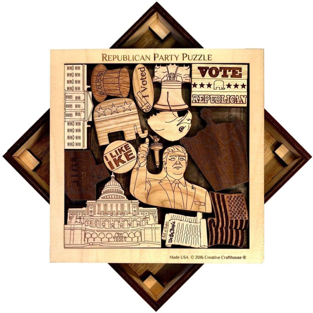 Christmas Gift for Republican - Personalizable Gift for Him - Replublican Party Puzzle - Add a Laser Engraved Name & Message - Gift for Dad - Creative Crafthouse