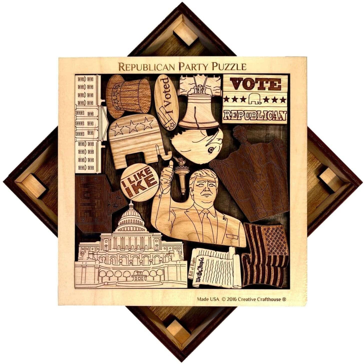 Christmas Gift for Republican - Personalizable Gift for Him - Replublican Party Puzzle - Add a Laser Engraved Name & Message - Gift for Dad - Creative Crafthouse