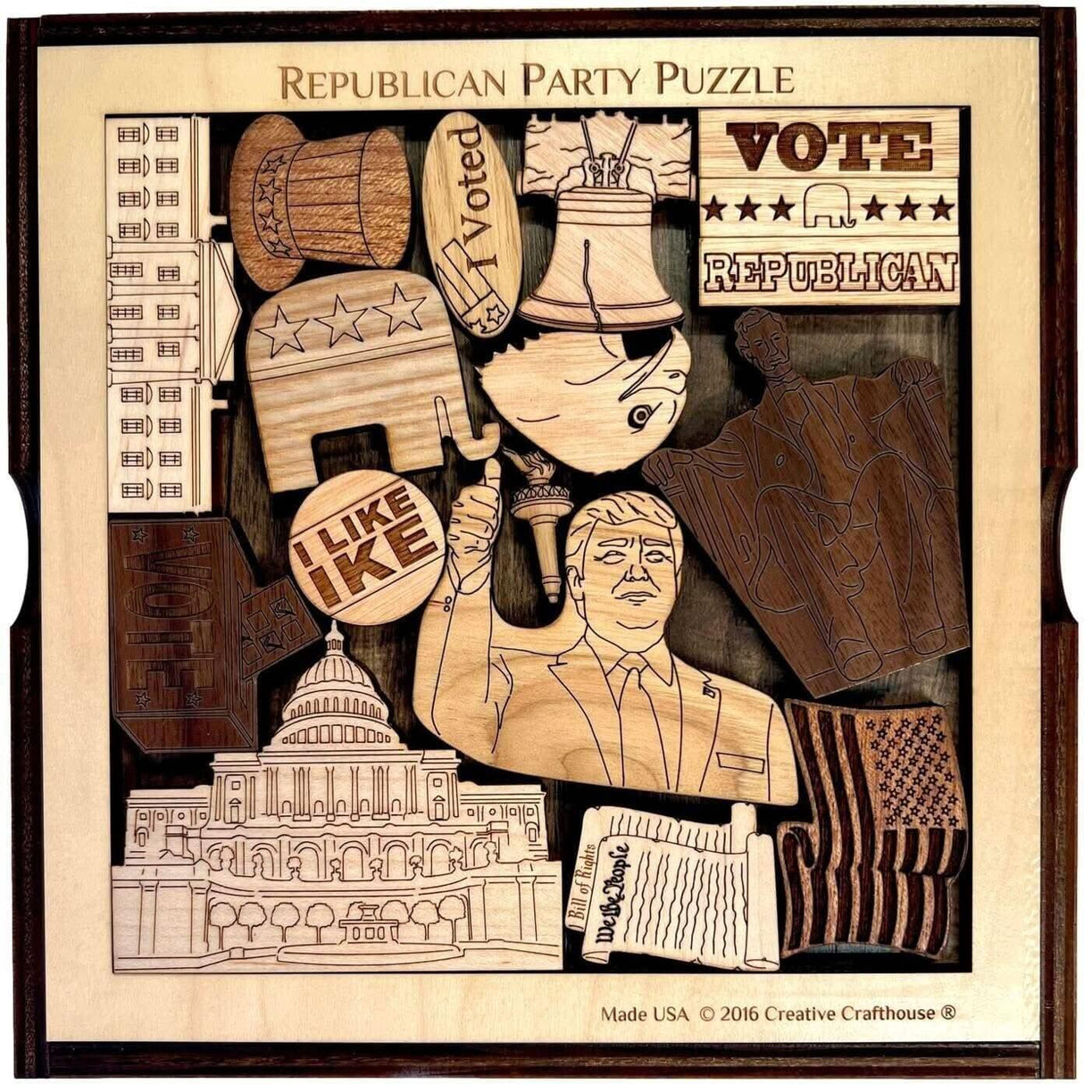 Christmas Gift for Republican - Personalizable Gift for Him - Replublican Party Puzzle - Add a Laser Engraved Name & Message - Gift for Dad - Creative Crafthouse