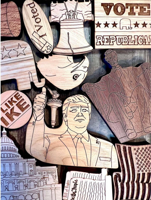 Christmas Gift for Republican - Personalizable Gift for Him - Replublican Party Puzzle - Add a Laser Engraved Name & Message - Gift for Dad - Creative Crafthouse