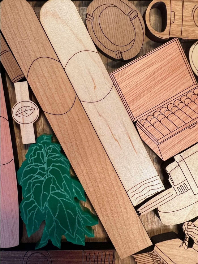 Cigar Lovers Puzzle - Personalizable Perfect Gift for Him - Add a Laser Engraved Name - Brain Teaser with 13 Different Pieces - Creative Crafthouse