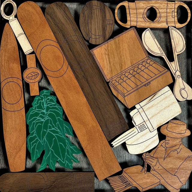 Cigar Lovers Puzzle - Personalizable Perfect Gift for Him - Add a Laser Engraved Name - Brain Teaser with 13 Different Pieces - Creative Crafthouse