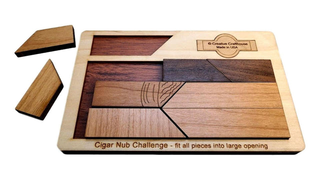 Cigar Nub Wood Puzzle - Gift for Him - Personalize with a Laser Engraved Name on the Frame or a Puzzle Piece - Creative Crafthouse