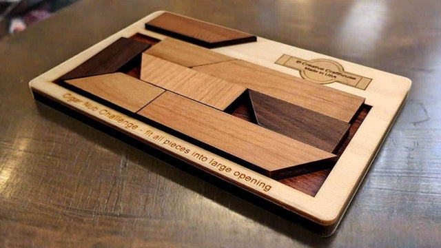 Cigar Nub Wood Puzzle - Gift for Him - Personalize with a Laser Engraved Name on the Frame or a Puzzle Piece - Creative Crafthouse