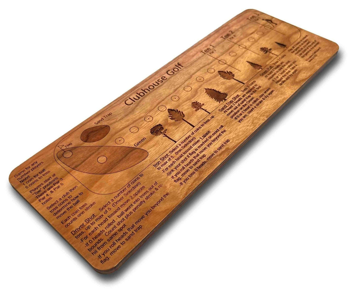 Clubhouse Golf: Board & Coins Game for Golf fun 1/4" thick Cherry Wood - Creative Crafthouse