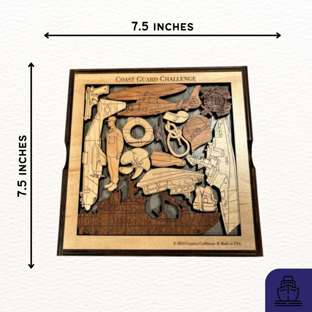 Coast Guard Challenge Puzzle USCG - Brain Teaser - Wood Picture Frame - Personalised Gift - Creative Crafthouse
