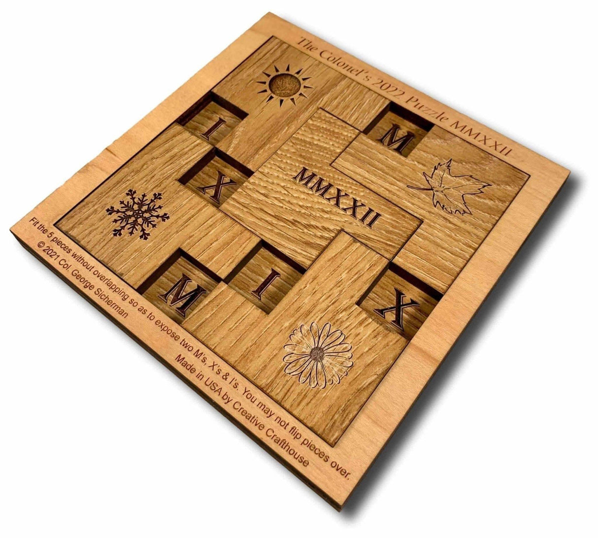Colonel's 2022 Puzzle MMXXII Wooden Brain Teaser Puzzle - Creative Crafthouse